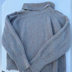 Free People Gray Ribbed Turtleneck Sweater